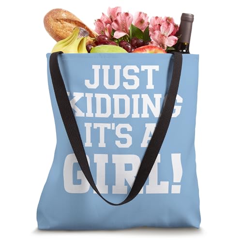 Just Kidding It's a Girl Pink Gender Reveal Party Supplies Tote Bag
