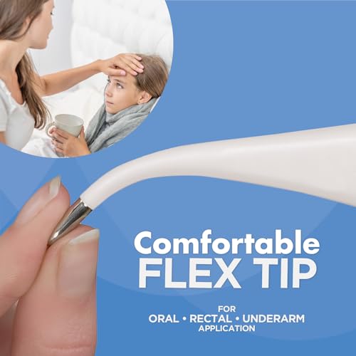 Veridian 08-362 8-Second Flex Tip Digital Thermometer | Oral, Rectal & Underarm Use, Fever Alert at 100.0°F, Memory Recall, Waterproof, Storage Case