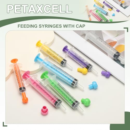 Feeding Syringes with Cap, Plastic Syringes for Liquid Pet Feeding Measuring Tool No Needle 10ml, (Pink, 4 Pcs), Intended for Dog / Cat / Rabbits / Small Animal / Scientific Lab - color: Pink