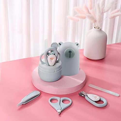 Baby Nail Clippers Set with Cute Case, Infant Fingernail and Toenail File Kit for Newborn Manicure and Pedicure, New Mom Grooming Gift - color: Lan Blue