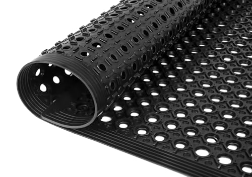 24"x 36" Rubber Floor Mat, Non-Slip Rubber Floor Mat Heavy Duty Mats for Outdoor Restaurant Kitchen Bar (Black) - size: 24"L x 36"W x 0.4"Th
