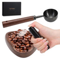 3pcs Coffee Bean Dosing Cup Set, Walnut Wood Cup Dosing Spoon Spray Bottle | Coffee Bean Dosing Cup Set in Gift Box, Static Reduction Precise Measuring for Espresso Tea Coffee Bar Accessories Kit - color: Black and Brown