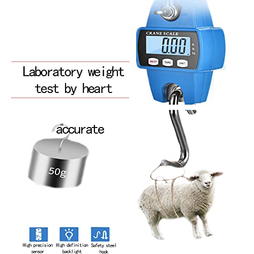 Hanging Weight Scale Industrial Heavy Duty for Farm, Hunting, Bow Draw Weight, Big Fish & Hoyer Lift with Accurate Sensor Digital, Professional (660LBS Blue) - color: 660LBS Blue