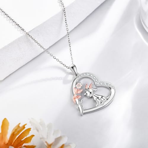 Goat Necklace Crystal Goat Necklace Sterling Silver Heart Goat Necklace Animal Pendant Jewelry for Women Goat Gift for Goat Lovers - style: goat