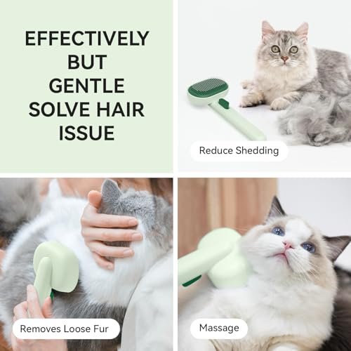 aumuca Cat Brush for Shedding, Cat Brushes for Indoor Cats, Horses Grooming Deshedding Brush for Dog Kitten Horse Massage Removes Loose Fur, Forest Green - color: Forest Green