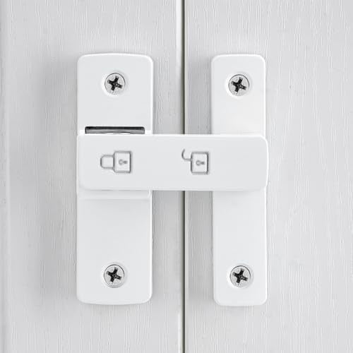 White 180 Degree Zinc Alloy Barn Door Latch, Flip Gate Lock | Sliding Door Latch Lock,for bedroom,garage,balcony,barn,bathroom,drawer,Wine Cabinet,window,cabinet,pet enclosures - color: White_180 Degree