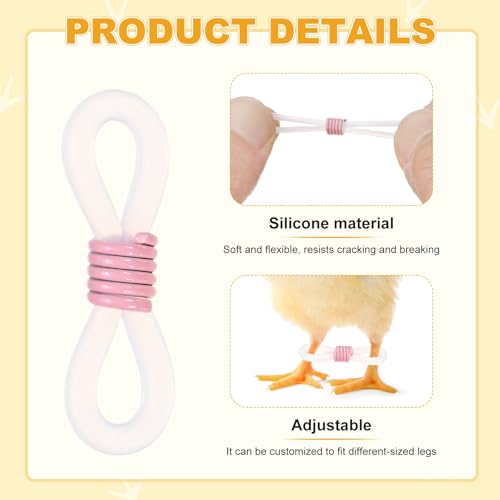 M METERXITY 100-Pack Adjustable Chick Leg Bands, 0.79" x 0.2" Silicone Chicken Leg Brace for Chicks/Ducks/Birds [Pink] Poultry Leg Bands - color: Pink