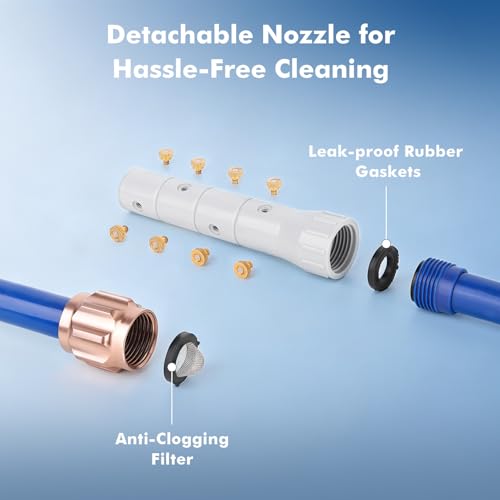RESTMO Adjustable Misters for Outside Patio, Outdoor Cooling Misting System | Outdoor Mister with 8 Brass Nozzles, 6FT Portable Water Standing Mister for Hot Summer, Garden, Backyard, Beach, Camping, BBQ - size: 1 pack
