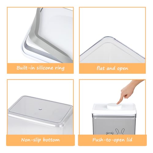 Pet Treat Storage Container,Clear Airtight Food Container One Button Opening Food Containers,with Handled Lid and Measuring Spoon Clear,for Storage Hamster Sand,Rabbit Food,Rabbit Nuggets Etc