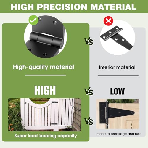 Gate Hinges,270° Solid Double Layer Butt Hinge for Gates,Fence Doors | Heavy Duty Gate Hinge with Double Layer Metal Construction,fit Wood Gates,Shed,Fence Doors,Plywood Panel,DIY Project(2 Pack)