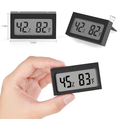 Digital Hygrometer Thermometer with LCD Display Indoor Temperature Gauge Humidity Meter for Home or Greenhouse (Black, 4 Pack) - color: Black