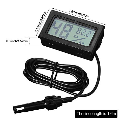 Weewooday 12 Pcs Digital Humidity Meter with Probe LCD Thermometer,Black | Fahrenheit Display for Incubator Reptile Brooder Greenhouse, Remote Sensor Probe, Accurate Monitor for Chicken Coop Plant - size: Black