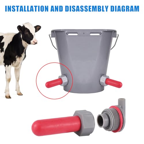 3PCS Calf Feeder Pacifier with Fixed Base for Feeding Milk Bucket Cow Nipple Calves Teats Soft Rubber Feeding Teats for Cattle Horse Donkey (Style-2)