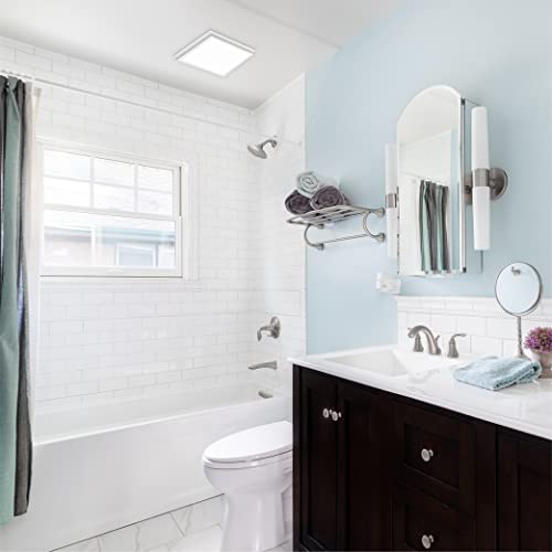 Homewerks 50 CFM 0.7 Sones Bathroom Exhaust Fan with LED, ENERGY STAR | 1000 Lumens, 4000K CCT, 30000-hr Lifespan, Dimmable, No Attic Access, Galvanized Steel Housing, Bathroom Fan with Light