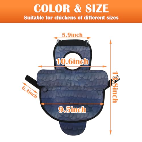 Chicken Saddles for Hens, Chicken Apron Back Protector for Hens with Adjustable Strap, Chickens Hen Mating Saddle with Wing Cover-Black - color: Black