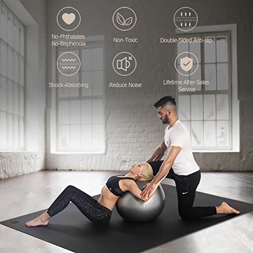 GXMMAT Large Yoga Mat 12'x6'/10'x6'/6'x8'(7mm), Extra Thick Workout Mats for Home Gym Flooring, Ultra Comfortable Non-Slip Quick Resilient Barefoot Wide Exercise Mat for Pilates, Stretching,Meditation - color: Black Real, size: 6*12 FT