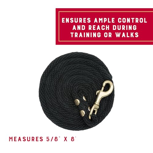 Weaver Equine Performance Lead Rope, Lime Zest, 8' Horse Value Rope with Brass Plated 225 Snap, Soft Comfort Grip, Barn Horse Tack for Daily Use - color: Black
