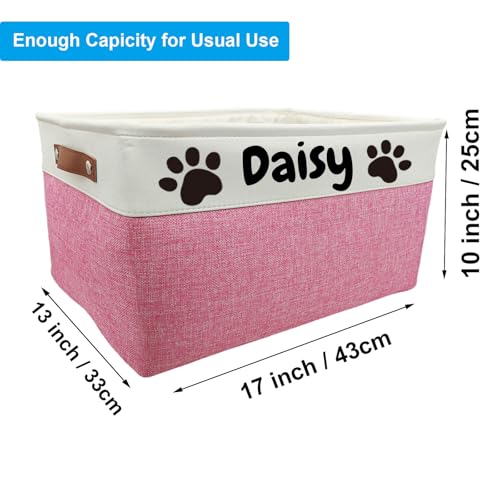 Large Personalized Dog Toy Basket Custom Dog Toy Box Foldable Dog Gift with Pet's Name for Dog Chew Toys, Clothing,Stuff - color: Personalized, size: L:17"L x 13"W x 10"H
