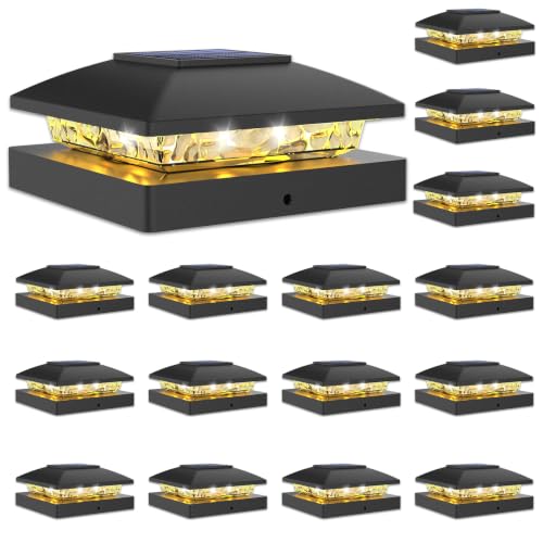 VOLISUN 20 Pack Black Solar Post Cap Lights Fit 4x4 Fence Deck Post | Waterproof outdoor lighting, warm white glow, fits wooden & vinyl 4x4 posts, solar powered for yard patio fence deck - color: Black, size: 20 Pack