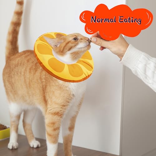 Seyezo Cat Cone Collar Soft, Adjustable Cat Recovery Cone, Orange, Small | For Wound Healing, Cute Donut Elizabethan Cone for Kittens, Stop Licking, Neck Protective After Spay, Cone of Shame - color: Orange, size: Small