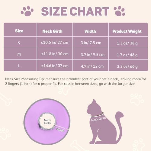 Avont Lightweight Waterproof Foldable Cone, Soft E-Collar - M Purple | Neck up to 11.8", Width 3.7". Foldable soft cone for cats & small dogs, stops licking, waterproof, easy clean - color: Purple, size: M