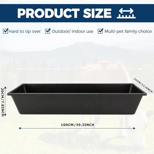 6Pcs Long Livestock Feeding Trough, 12 Gallon/48 Quart Large Capacity Heavy Duty Horse Feeder Water Trough for Horse Sheep Goat Pig Farm Livestock Poultry