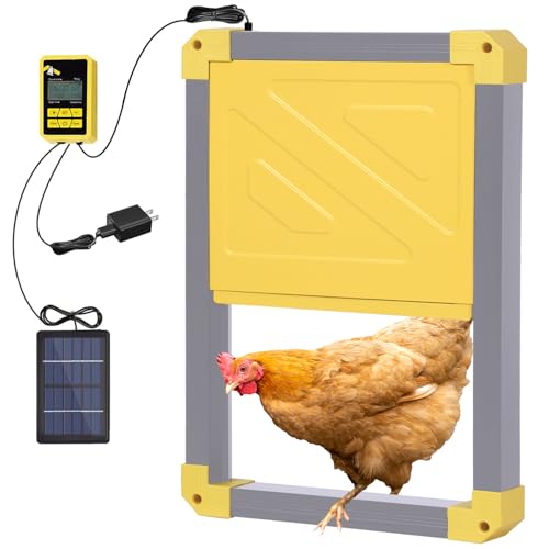 Aivituvin Solar-Powered Automatic Chicken Coop Door with Heating, Weatherproof Auto Opener for Chicken Houses/Duck Runs, Dual Power Modes, Safety Sensor, Easy Installation (Grey) - size: 22.4"L x 3.5"W x 14.6"H
