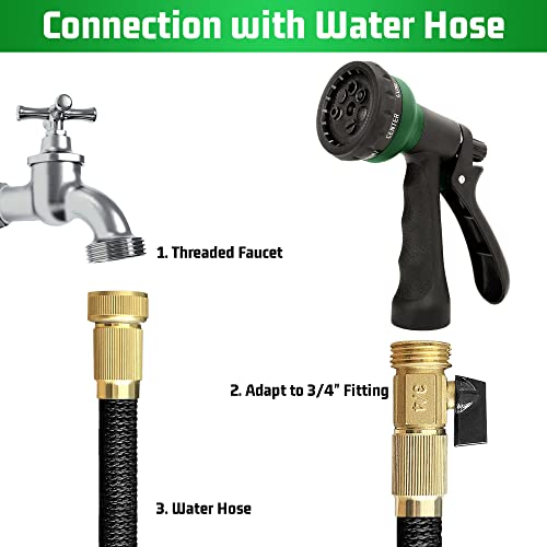 NEXCOVER Garden Hose Nozzle Sprayer - 7 Adjustable Watering Patterns Nozzle for Water Hose, Non-Slip Garden Spray Nozzle Hose Attachment for Car Washing, Watering Plants, Pets Showering,Lawns Cleaning - color: Dark Green