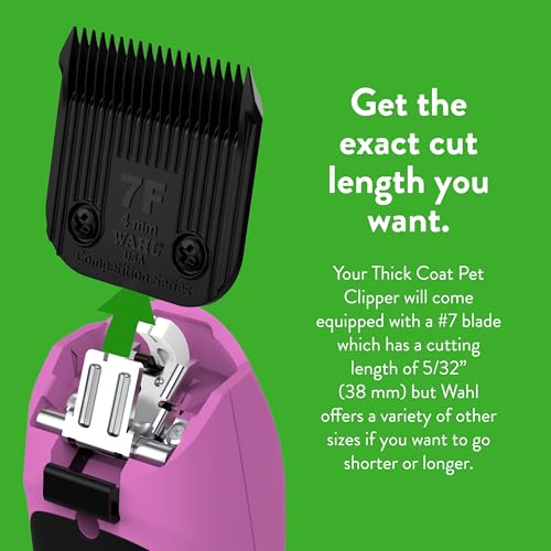 Wahl Professional Animal Thick Coat Pet Clipper & Dog Clipper (#9787-300) - Hair Remover - Grooming Clippers for Dog, Cat - for Thick Haired Pets - 2 Speeds - Pink