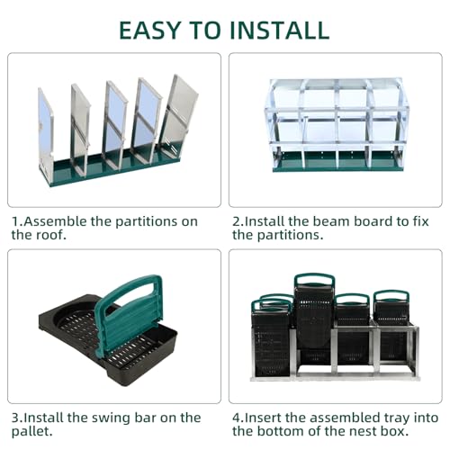 Chicken Nesting Box, 8 Compartment Roll Away Nesting Box for Eggs, Chicken Laying Box with Egg Collection, Cleanable Pull Out Hen Roosting Boxes ﻿