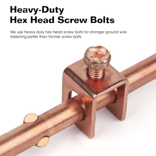 GOUNENGNAIL- 4' Grounding Rod - 3/8" Copper Ground Rod with Wire Clamp | Great for Electric Fences, Antennas,Satellite Dishes,and other Grounding Needs (1, 3/8''x4')