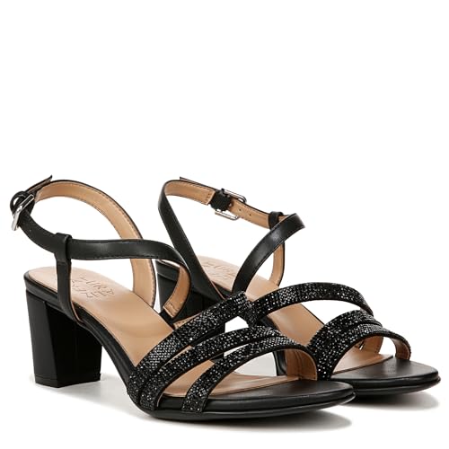 Naturalizer Women's Bridget 4 Heeled Dress Sandal | Party Sandals - color: Black Sparkle, size: 5