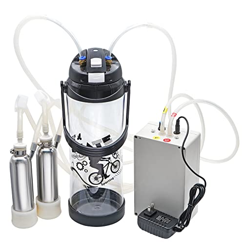 3L Cow Milking Machine Electric Pulsation Vacuum Pump Cow Milker | Portable Milking Machine for Cow, Adjustable Speed, 2 Teat Cups - style: Cow