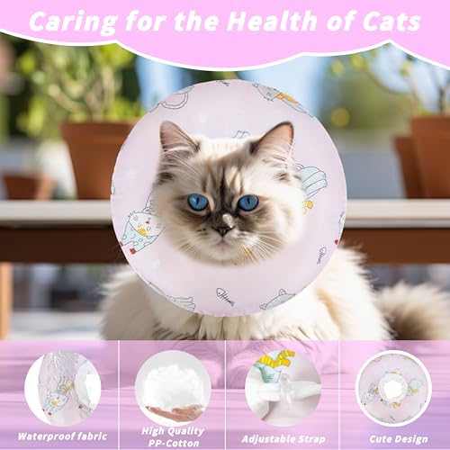 Soft Cat Cone Collar, Cute Cats Recovery Collar Suitable for Cats - color: Pink Cat, size: Medium