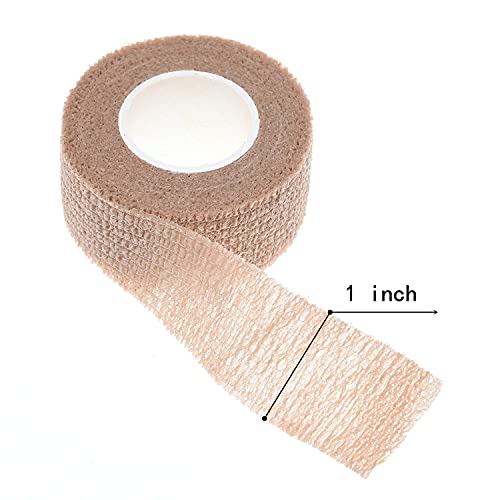 Self Adhesive Elastic Bandage Wrap - Pack of 16 Rolls 1" x 5 Yards Stretch Self-Adherent Cohesive Wrap Bandages First Aid Tape for Athletic, Sports, Wrist, Ankle (Beign Colors) - color: Skin, size: 1 Inch (Pack of 2)