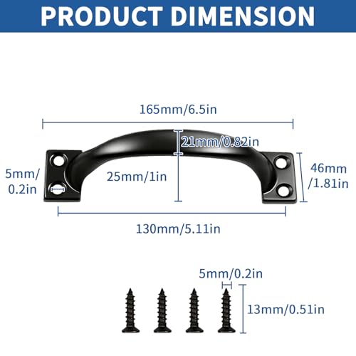 2PCS 6-1/2 Inch Pulls Black Door Pull Handle Metal Kitchen Cabinets Furniture Wardrobe Medicine Handle in Black Door Hardware Gate Handle Door Pulls Warehouse Outdoor - size: 2 Pack 6-1/2 Inch Black