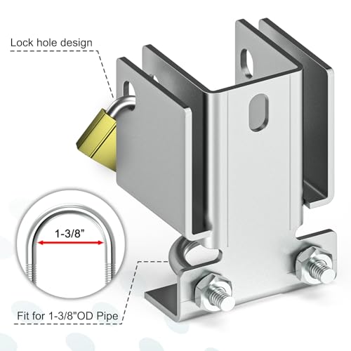 Chain Link Fence Double Gate Latch for 1-3/8" Gate Frame Residential Strong Arm Chain Link Fence Gate Latch Double Gate Latches for Metal Gates Swing Gates - color: Silver for 1-3/8" Gate Frame