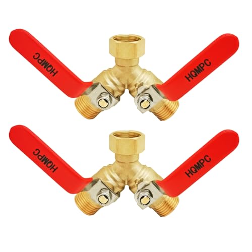 Garden Hose Y Valve Splitter Brass Hose Splitter With Stainless Steel Long Handle Brass Garden Hose Adapter 2 Way Y Valve 3/4" GHT Thread 2pcs - size: 3/4" 2PCS
