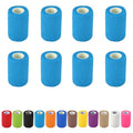 8 Pack Self Adhesive Bandage Wrap, 3 in x 5 Yards Vet Wrap Tape, Blue | Non-Woven Self Adherent Cohesive Bandage for Thumb, Finger, Wrist, Knee, Ankle - color: Blue
