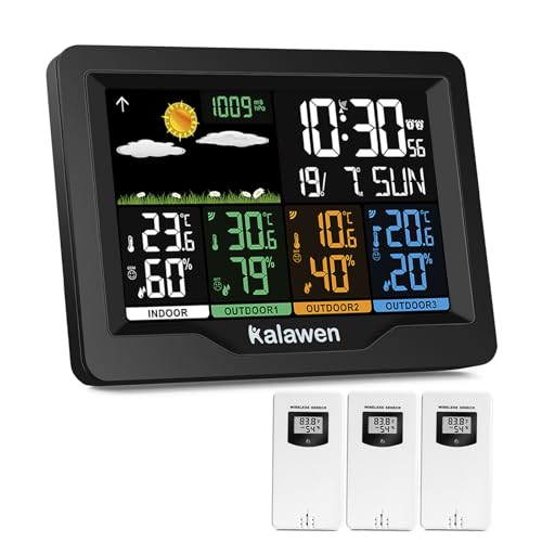 Weather Station Wireless Indoor Outdoor Thermometer Digital with Atomic Clock, Barometric Pressure, Forecast Station with USB Port Thermometer Wireless Humidity Barometer Monitor