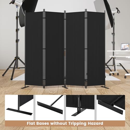 C-Hopetree 4 Panels Room Divider, 6 Ft Tall Indoor Folding Privacy Screen, Portable Partition Separator, Freestanding Separation Temporary Wall for Office, Bedroom, 80" W X 71" H, Black - size: 4-Panel