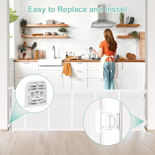 EZIGO Retractable Baby Gates Replacement Parts for 100/120 inch Dog Gate | Full Set Wall Mounting Accessories Including Brackets, Latches, Screws for Extra Wide Baby Gate Retractable Dog Gate, White - color: White, size: Medium