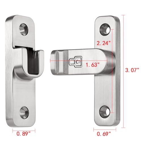 Silvery 90 Degree Right Angle Barn Door Latches，Flip Gate Lock | Zinc Alloy Sliding Door Latch Lock,Cabinet Lock,for bedroom,Wine Cabinet,drawer,cabinet,garage,window,Pet Cage - color: Silvery