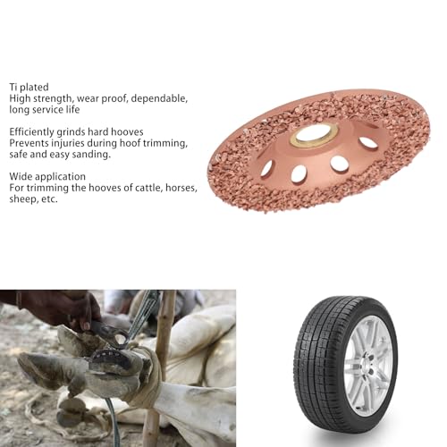Hoof Trimming Disc, 3.94in HL Q7DMP Ti Plated Hoof Trimming Tool Hoof Trimming Grinding Wheel, Hooves Repair Tool Replacement Disc for Goats, Horses, Sheep, Pigs, Cattle