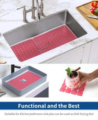 Bligli PVC Sink Protectors, 2 Pack, 15.7x11.8 inches for Stainless/Ceramic Sinks, Drain Mats, Red - color: Red