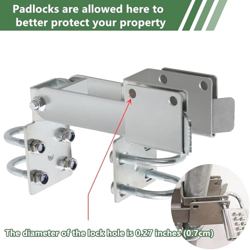 BiJun Chain Link Double Gate Latch Chain Link Fence Gate Latch for 1-3/8" Gate Frames,Chain Link Residential Strong Arm Double Gate Latch Equipped with Convenient Padlock Holes (Silvery) - color: Silvery