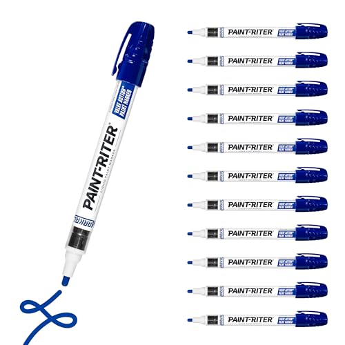 Markal 96825 Paint-Riter+ Valve Action Marker, Versatile Surface Compatibility, Bold Mark Size 1.8", Blue 12-Pack - color: Blue