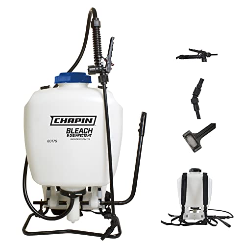 Chapin International 60175 4 Gallon Backpack Sprayer for Bleach & Disinfecting, Made in the USA, 1-Pack, Translucent White - size: Backpack