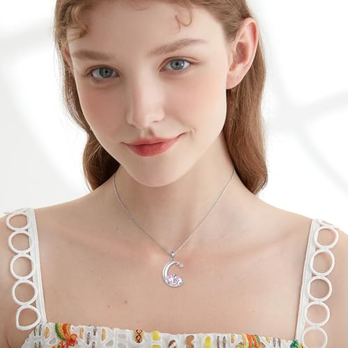 Snake Moon Necklace - 925 Sterling Silver Moon Pendant Necklace - Snake Jewelry for Women - style: Elephant