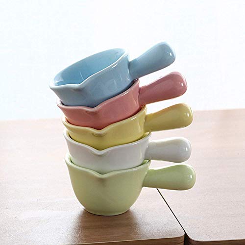 Small Sauce Bowls 2 OZ Cute Dip Bowls Set of 5 with Handle Colorful Ceramic Creamer Cup Mini - Mixed 5 Color - color: mixed 5 colors